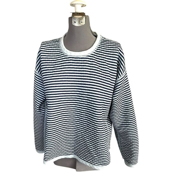J.Crew Reversible Quilted Sweater – Light Blue & Stripe, Size Large, NWT - Picture 2 of 8